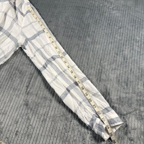 Bella Dahl High Low Button Down Blouse Top White Blue Plaid Womens M - Picture 7 of 10